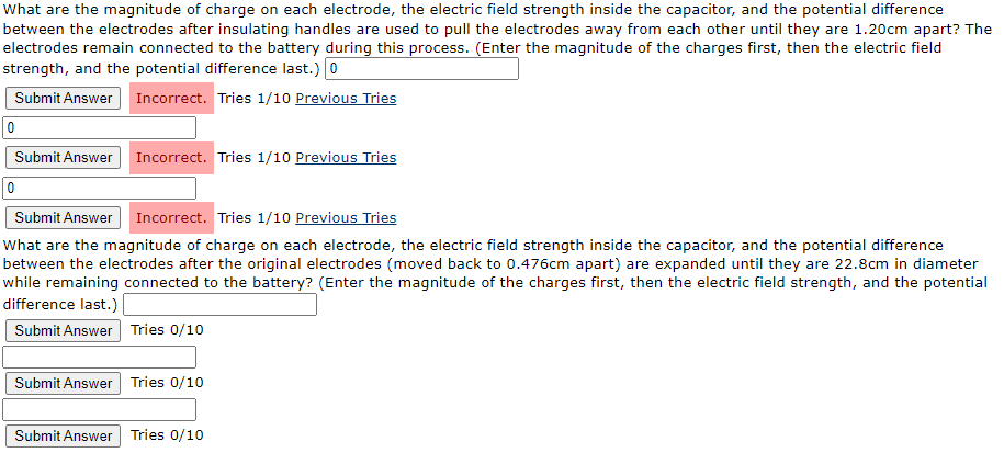 What Are The Magnitude Of Charge On Each Electrode The Electric Field Strength Inside The Capacitor And The Potential 1