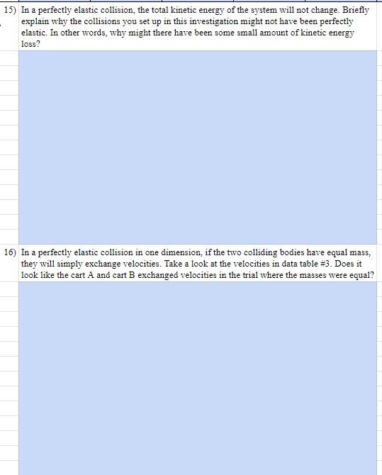 In Need Of Help With The Section Investigation B Elastic Collisions 4