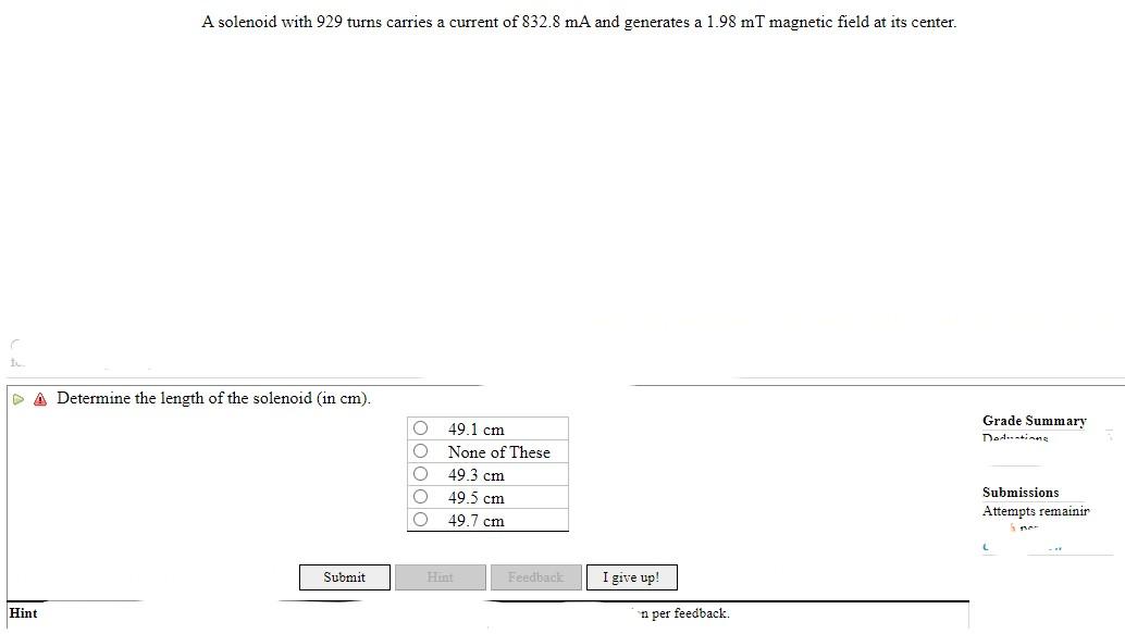 T A Solenoid With 929 Turns Carries A Current Of 832 8 Ma And Generates A 1 98 Mt Magnetic Field At Its Center A Determ 1