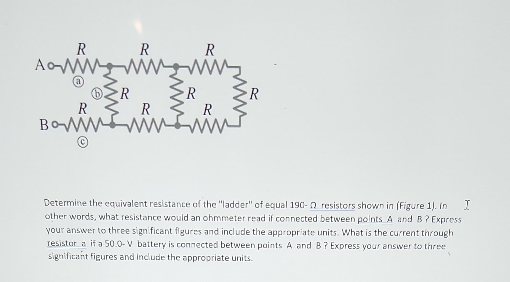 R R A M Www A B R Www R Bowwwwww R R R R R Determine The Equivalent Resistance Of The Ladder Of Equal 190 Resistors 1