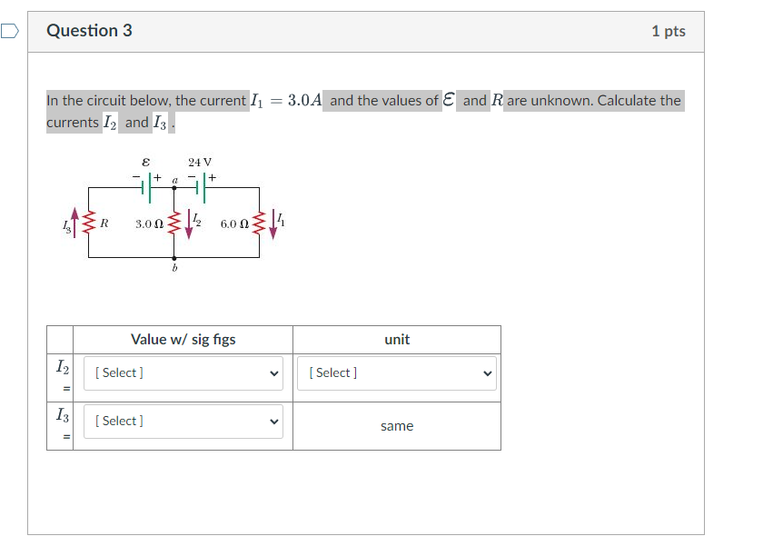 Question 3 In The Circuit Below The Current I 3 0a And The Values Of E And Rare Unknown Calculate The Currents 12 A 1