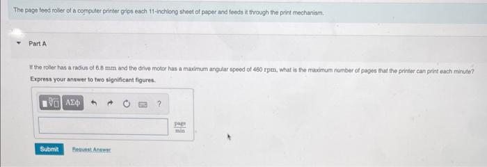 The Page Feed Roller Of A Computer Printer Grips Each 11 Inchlong Sheet Of Paper And Feeds It Through The Print Mechanis 1