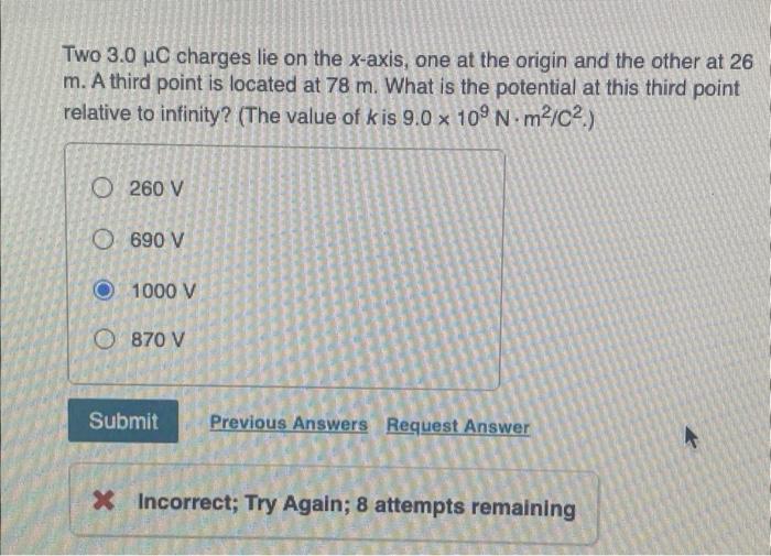 Two 3 0 Uc Charges Lie On The X Axis One At The Origin And The Other At 26 M A Third Point Is Located At 78 M What Is 2