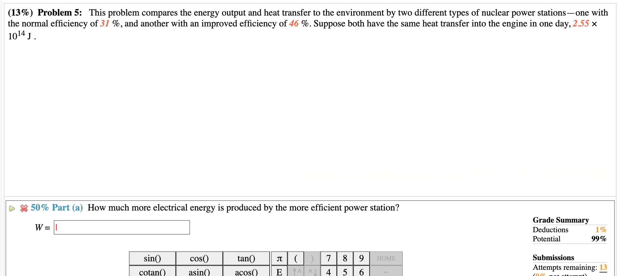 13 Problem 5 This Problem Compares The Energy Output And Heat Transfer To The Environment By Two Different Types Of 1