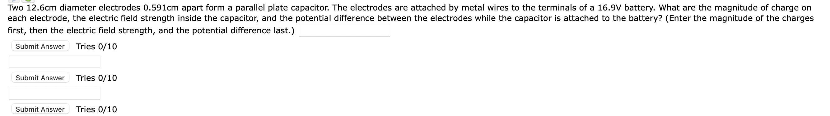 Two 12 6cm Diameter Electrodes 0 591cm Apart Form A Parallel Plate Capacitor The Electrodes Are Attached By Metal Wires 1