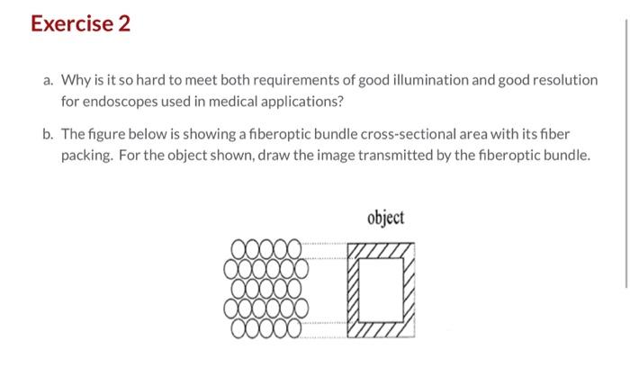 Exercise 2 A Why Is It So Hard To Meet Both Requirements Of Good Illumination And Good Resolution For Endoscopes Used I 1
