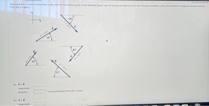 Assuming The X Axis Is Horizontal To The Right For The Vectors Given In The Following Figure Use The Analytical Method 1