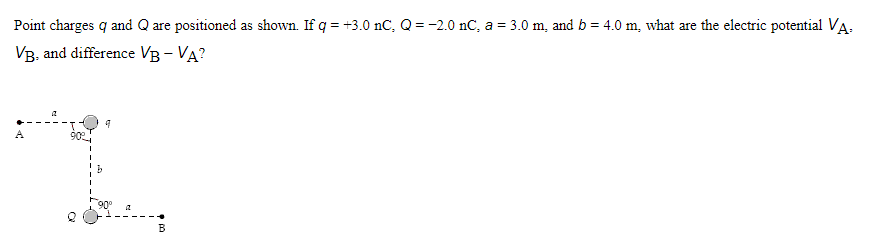 Point Charges Q And Q Are Positioned As Shown If Q 3 0 Nc Q 2 0 Nc A 3 0 M And B 4 0 M What Are The Elect 1