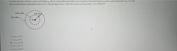 In A Single Plane Les A Stabonary Pose Point Charge Distance Between The Two Equipotential Circles I 100 Volts 50 Volts 1