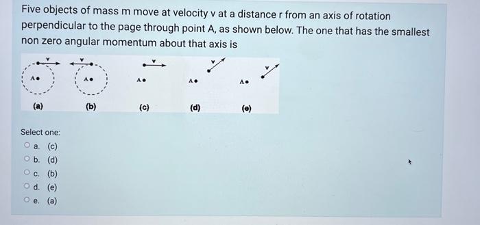 Five Objects Of Mass M Move At Velocity V At A Distance R From An Axis Of Rotation Perpendicular To The Page Through Poi 1
