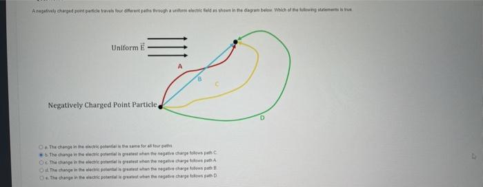 D Point P Uniform E Negatively Charged Point Particle 2 O The Change In The Electric Potential Is The Same For All Four 1