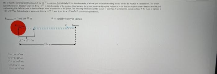 The Radius Of A Spherical Gold Nucleus Is 70x105ma Proton That Is Italy 20 Cm Bom The Center Of A Bare Pot Mucus Is Evin 1