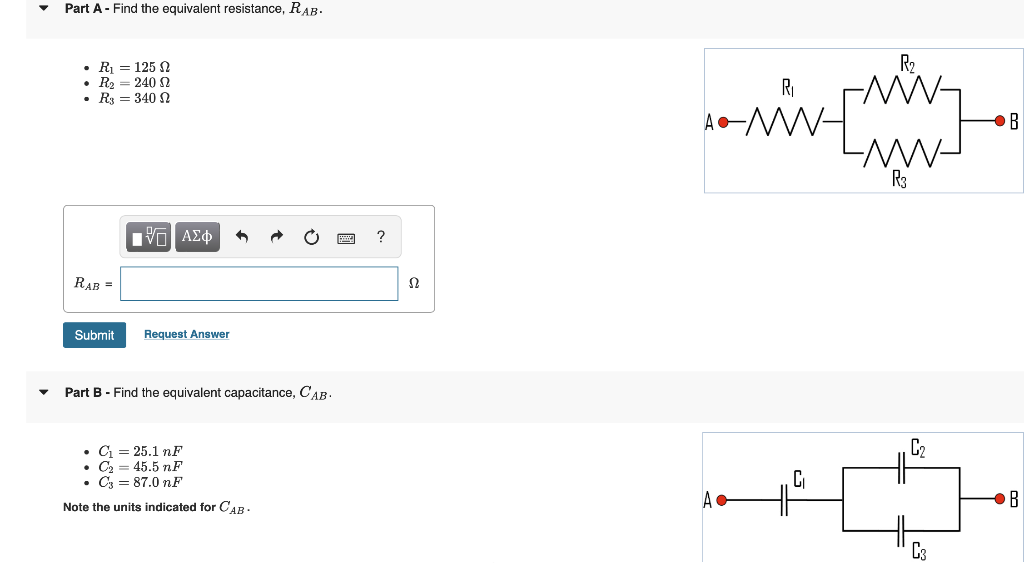 Part A Find The Equivalent Resistance Rab A Combination Of Resistors A Is Connected Directly To R1 Which Is Conn 1