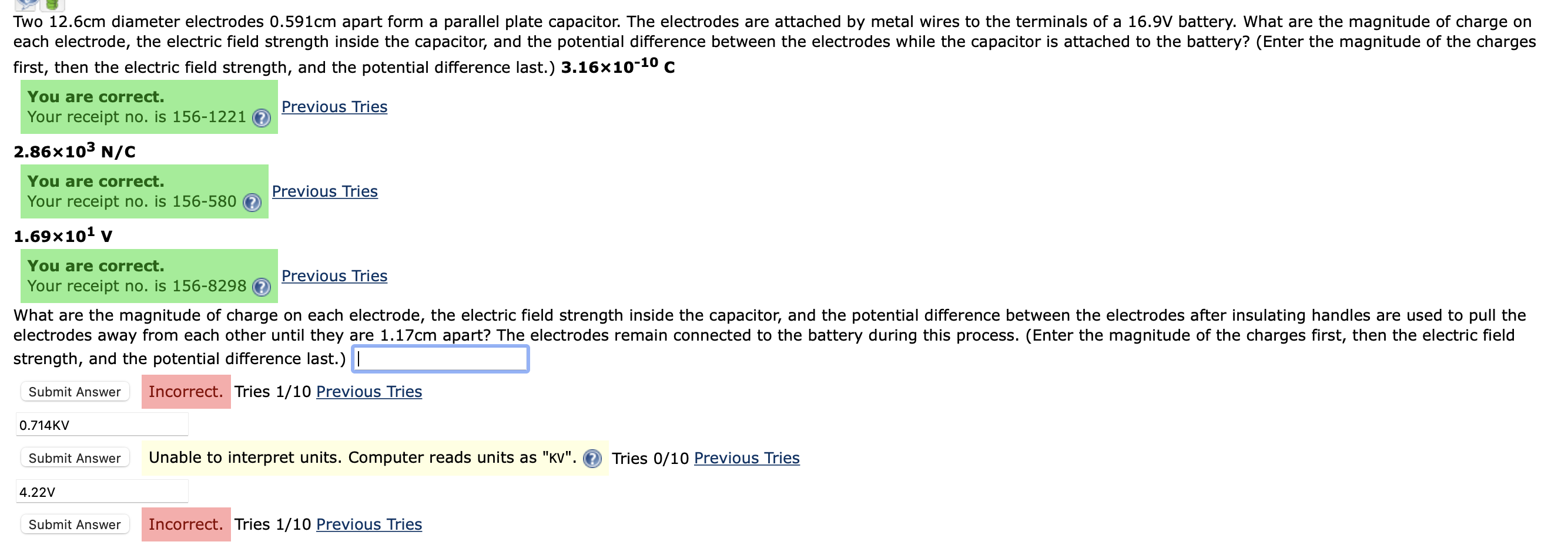Two 12 6cm Diameter Electrodes 0 591cm Apart Form A Parallel Plate Capacitor The Electrodes Are Attached By Metal Wires 1