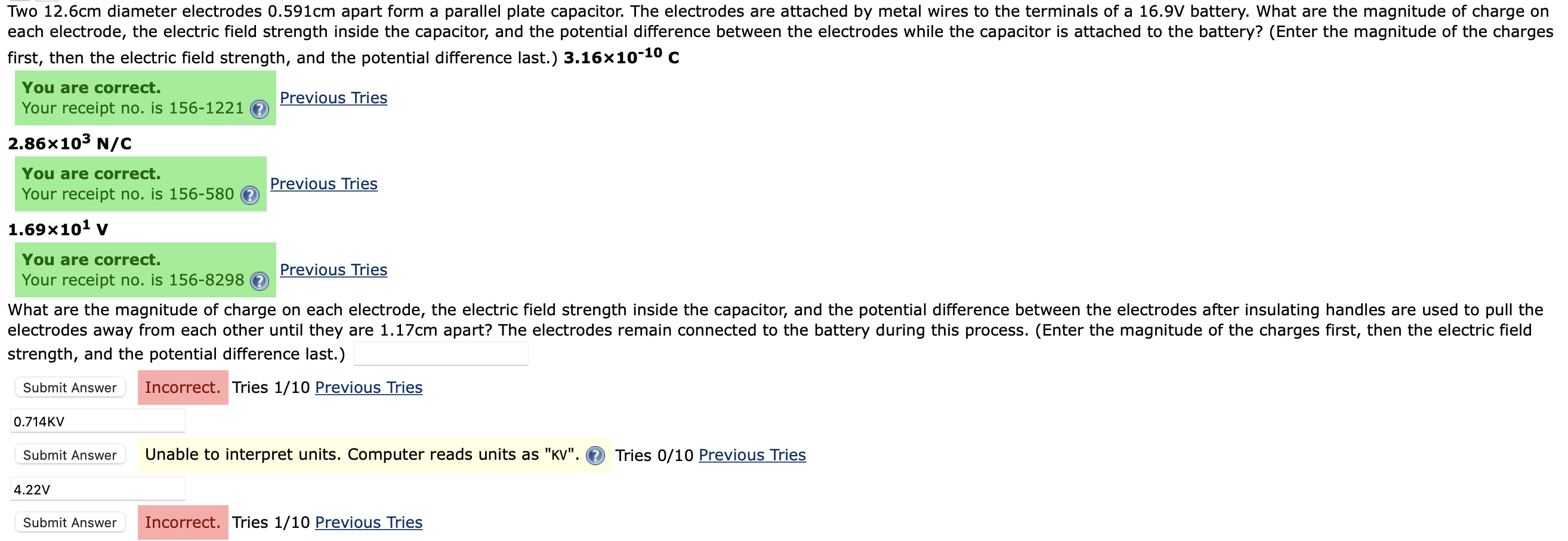 Two 12 6cm Diameter Electrodes 0 591cm Apart Form A Parallel Plate Capacitor The Electrodes Are Attached By Metal Wires 1