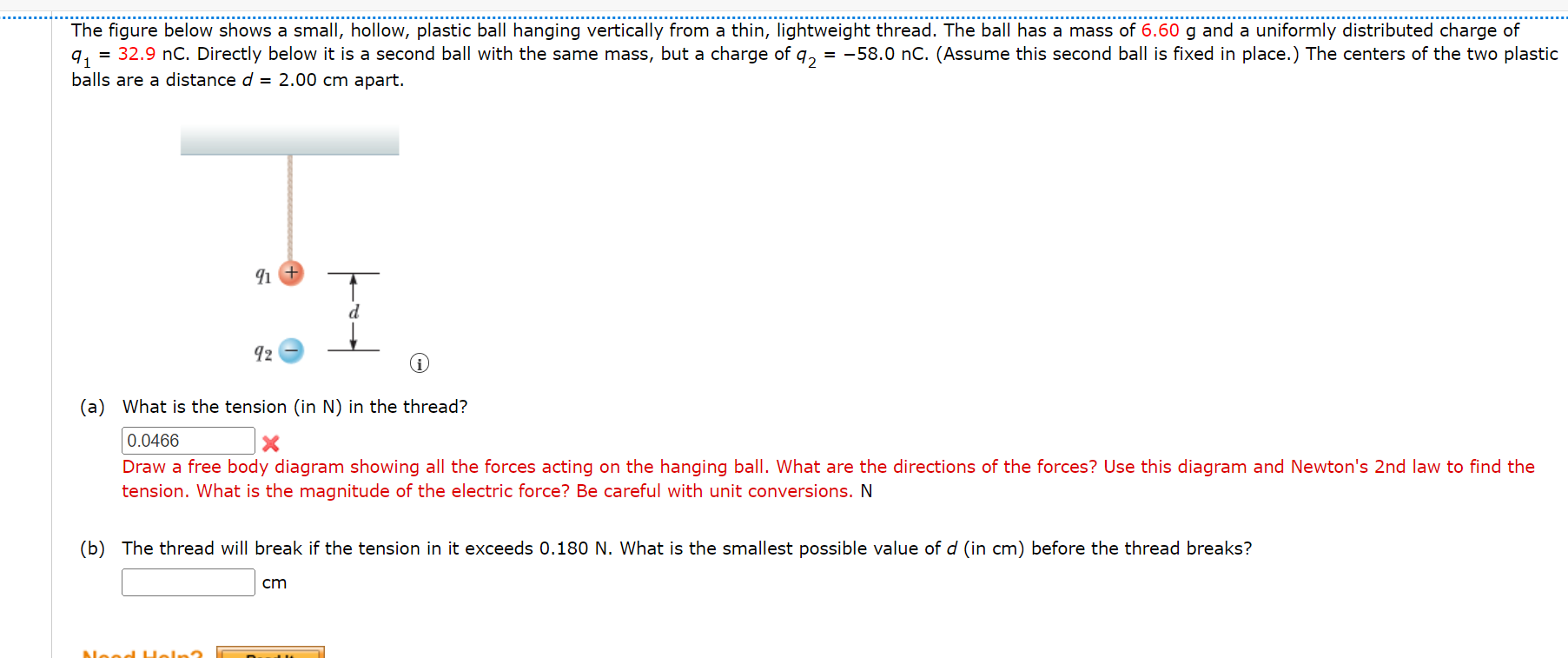 The Figure Below Shows A Small Hollow Plastic Ball Hanging Vertically From A Thin Lightweight Thread The Ball Has A 1