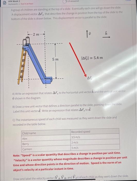 Ayk Week 21 Homework Due In An Hour A Group Of Children Are Standing At The Top Of A Slide Eventually Each One Will Go 1