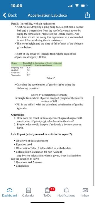 10 06 Back Part B In Real Life With Air Resistance Next We Are Dropping A Ping Pong Ball A Golf Ball A Soccer Bal 1