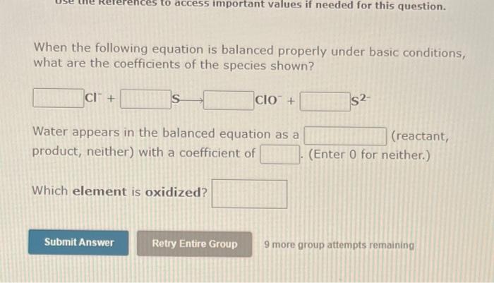 When The Following Skeletal Equation Is Balanced Under Basic Conditions What Are The Coefficients Of The Species Shown 3
