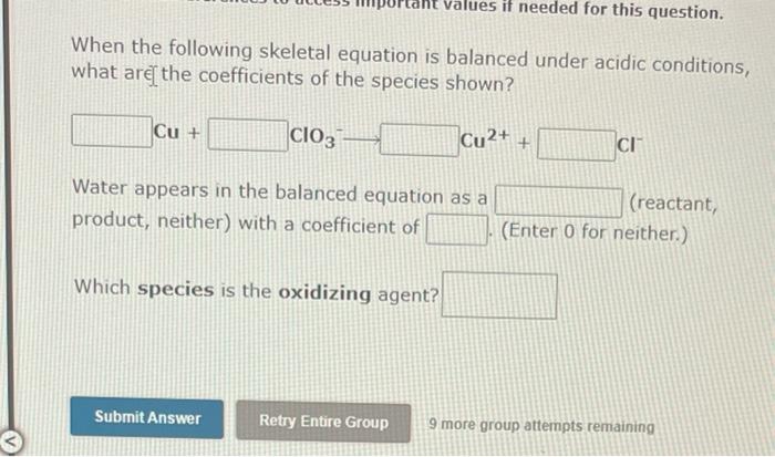 When The Following Equation Is Balanced Properly Under Acidic Conditions What Are The Coefficients Of The Species Shown 3