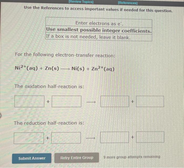 Review Topics References Use The References To Access Important Values If Needed For This Question Enter Electrons 1