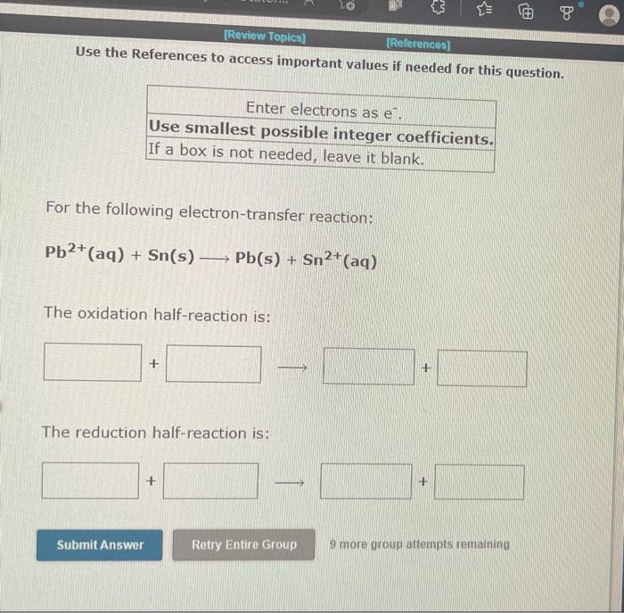 Review Topics References Use The References To Access Important Values If Needed For This Question Enter Electrons 2