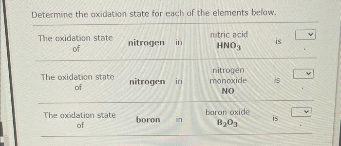 Determine The Oxidation State For Each Of The Elements Below The Oxidation State Of The Oxidation State Of The Oxidatio 1
