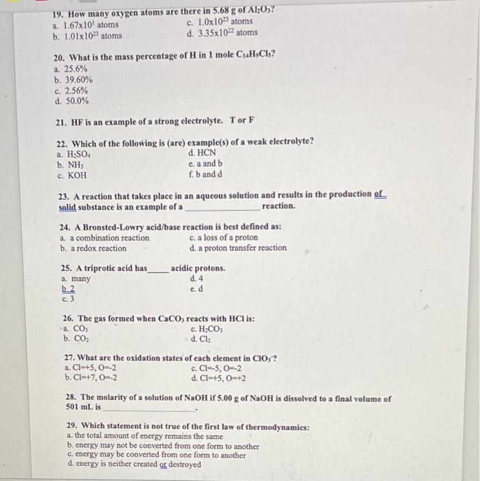 19 How Many Oxygen Atoms Are There In 5 68 G Of Al2o3 A 1 67x10 Atoms C 1 0x1023 Atoms B 1 01x102 Atoms D 3 35x10 1