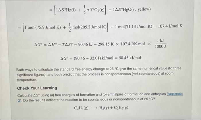 Ag Can Also Be Calculated From Tabulated Values Of Ag Work Through Example 12 8a Then Use The Data Below To Calculate A 4