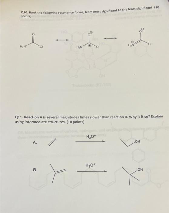 Q10 Rank The Following Resonance Forms From Most Significant To The Least Significant 10 Points L I L H N A H N 1