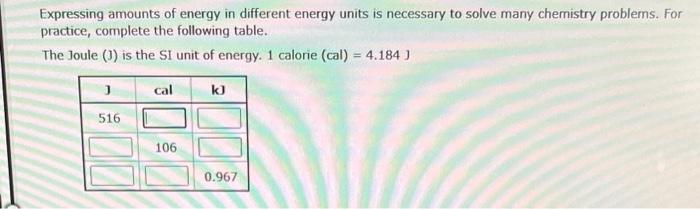 Expressing Amounts Of Energy In Different Energy Units Is Necessary To Solve Many Chemistry Problems For Practice Comp 3