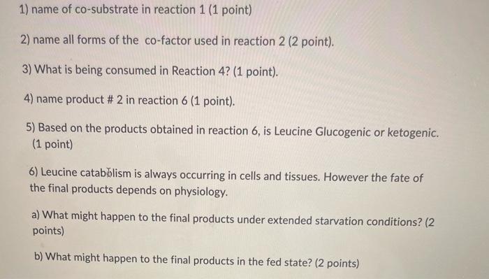 1 Name Of Co Substrate In Reaction 1 1 Point 2 Name All Forms Of The Co Factor Used In Reaction 2 2 Point 3 What 1