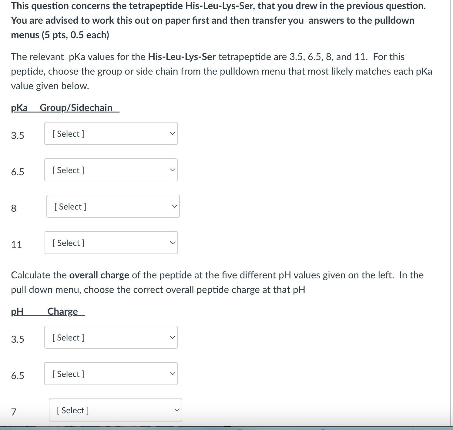 This Question Concerns The Tetrapeptide His Leu Lys Ser That You Drew In The Previous Question You Are Advised To Work 1