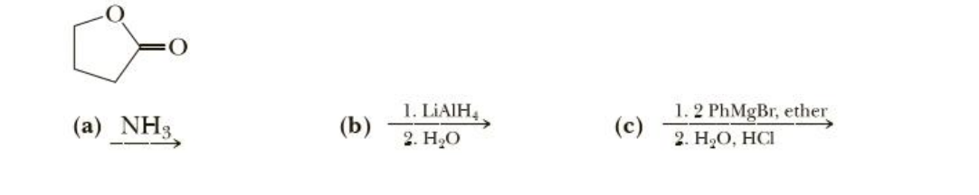 O A Nh3 B 1 Liaih 2 H O C 1 2 Phmgbr Ether 2 H O Hci 1