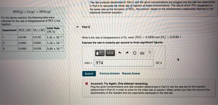 2no G O G 2no 9 For The Above Reaction The Following Data Were Collected For The Rate Of Disappearance Of No 1