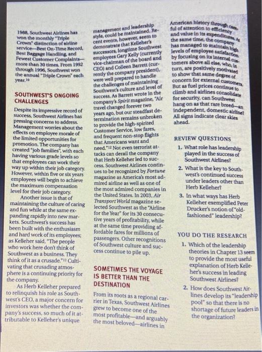Case 13 Southwest Airlines How Herb Kelleher Led The Way The The U S Airline Industry Experienced Problems In The Earl 3