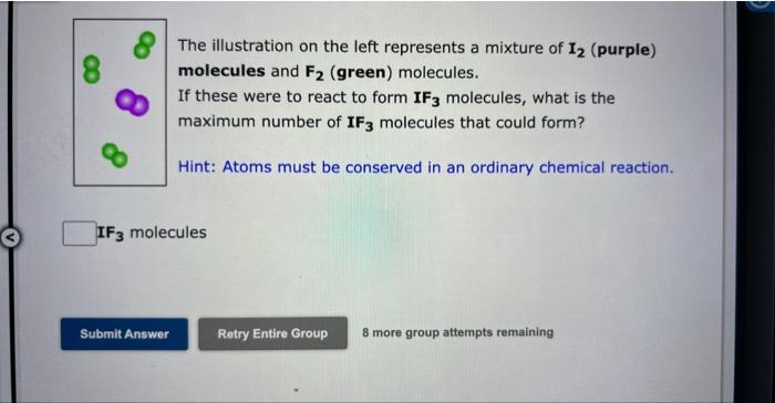 8 The Illustration On The Left Represents A Mixture Of 12 Purple Molecules And F2 Green Molecules If These Were To 1