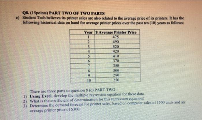 Q8 20 Points Part One Of Two Parts Student Tech Is A Computer Retailer That Sells Computers Printers And Software In 2