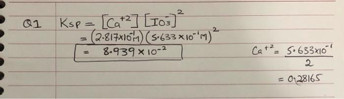 Q Please Answer Both Parts Of The Following Question Lab Title Solubility Product Constant A During The Experiment Y 2