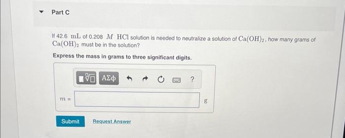 Y Part A How Many Milliliters Of 0 140 M Hcl Are Needed To Completely Neutralize 49 0 Ml Of 0 110 M Ba Oh 2 Solution Ex 2