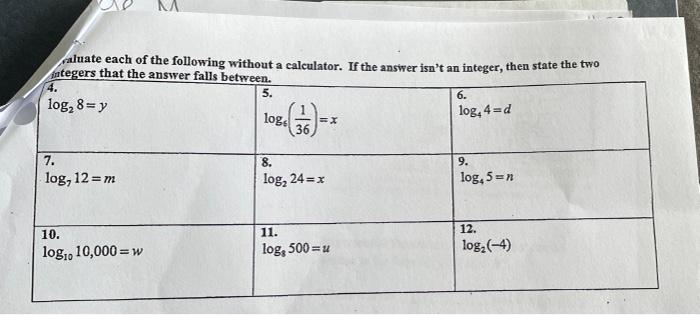Aluate Each Of The Following Without A Calculator If The Answer Isn T An Integer Then State The Two Integers That The 1