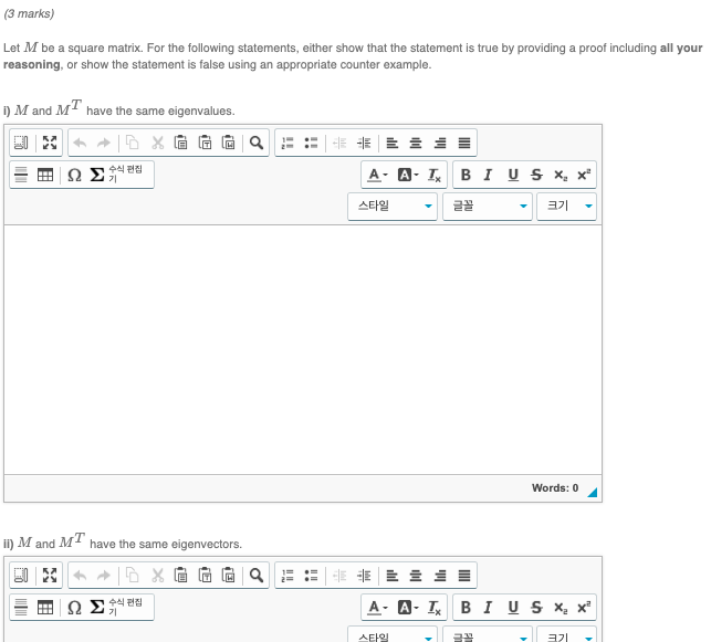 3 Marks Let M Be A Square Matrix For The Following Statements Either Show That The Statement Is True By Providing A 1