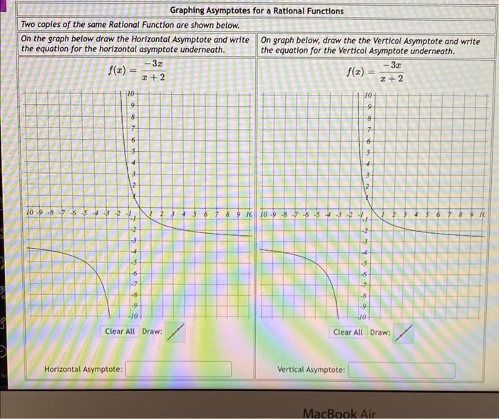 Two Copies Of The Same Rational Function Are Shown Below On The Graph Below Draw The Horizontal Asymptote And Write The 1