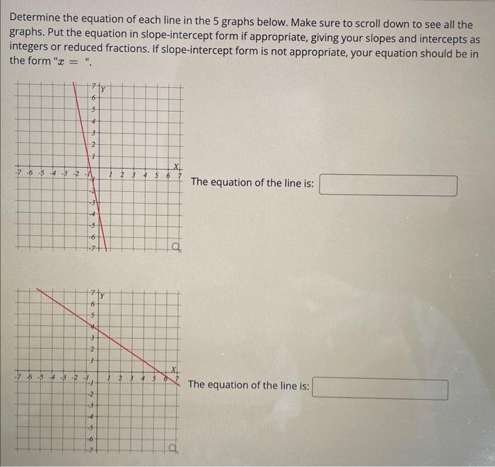 Determine The Equation Of Each Line In The 5 Graphs Below Make Sure To Scroll Down To See All The Graphs Put The Equat 1