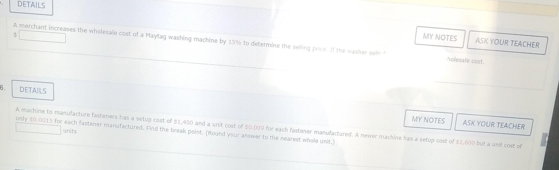 6 Details A Merchant Increases The Wholesale Cost Of A Maytag Washing Machine By 15 To Determine The Selling Price 1