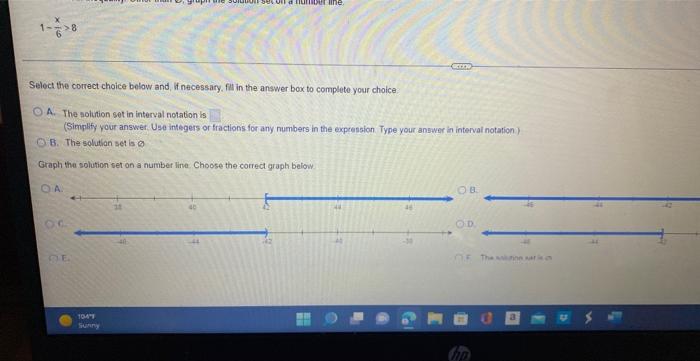 1 8 Of 104 Sunny Select The Correct Choice Below And If Necessary Fill In The Answer Box To Complete Your Choice Oa 1