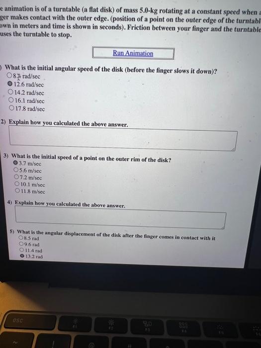 Your Answers Be Sure To Click On Store My Answers At The Time 0 Top View Of Turntable X 0 3 Y 0 End Animation Play 7