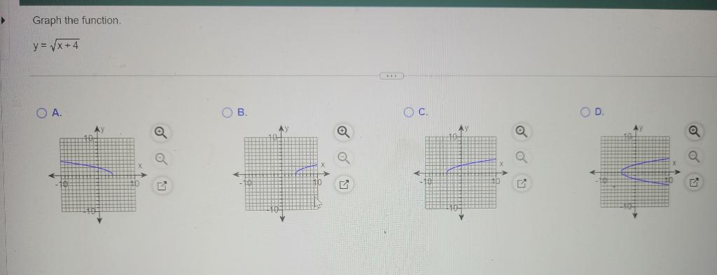 Graph The Function Y X 4 O A Ay Q B Av Oc Ay Q G O D Ay F 1