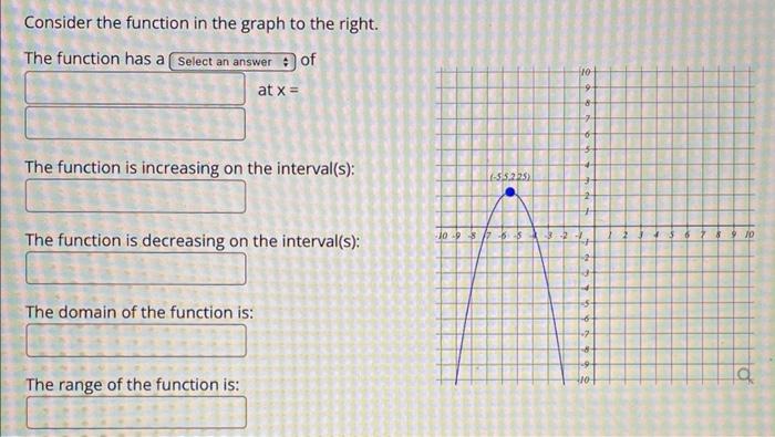 Consider The Function In The Graph To The Right The Function Has A Select An Answer Of At X The Function Is Increasin 1