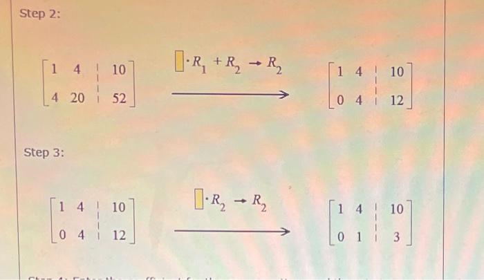 Consider The Following System Of Linear Equations 2x 8y 20 4x 20y 52 Solve The System By Completing The Steps Below To 2